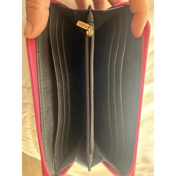 Fossil Eliza Blue Multi Color Striped Zip Around Wallet - Picture 7 of 13